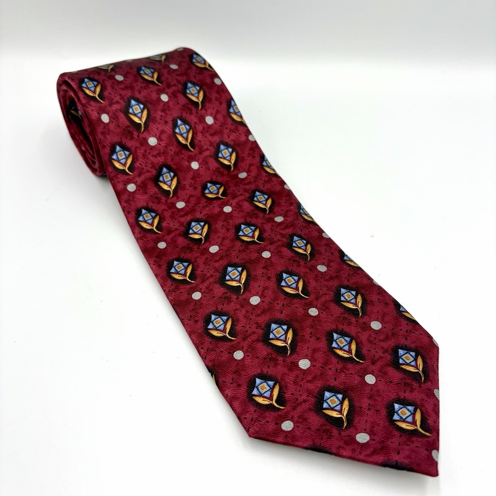 ROBERT TALBOTT Studio Men's Silk Necktie USA Designer Geometric Multi-Color